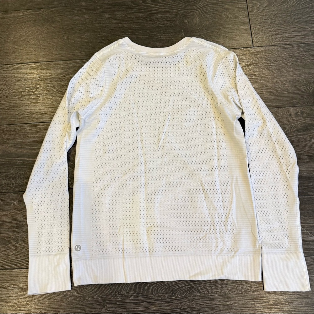 lululemon White Long Sleeve Perforated Top
